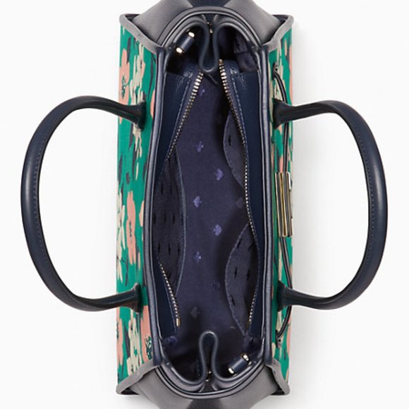 Kate Spade Lucia Lily Blooms Medium Satchel Green Multi - Picture 4 of 16